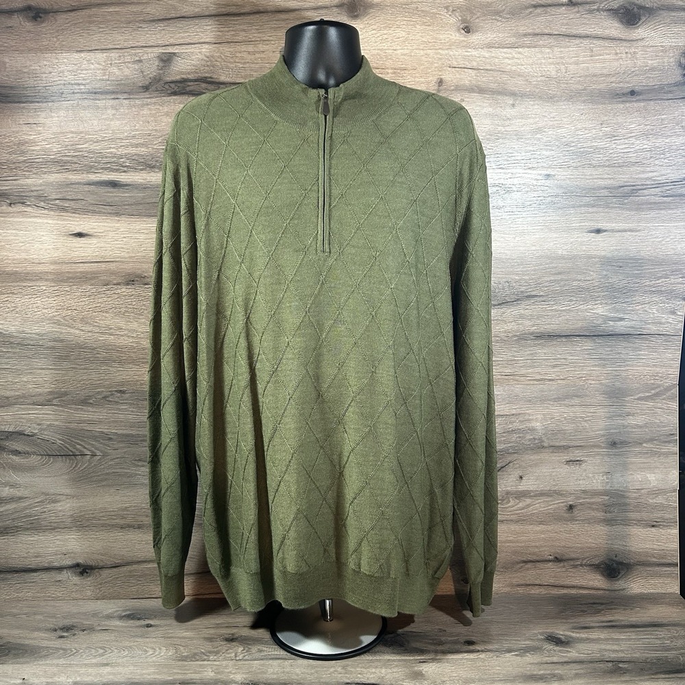 Jos. A. Bank Traveler Mens Merino Wool Long Sleeve Pullover‎ 1/4 Zip Sweater 2X